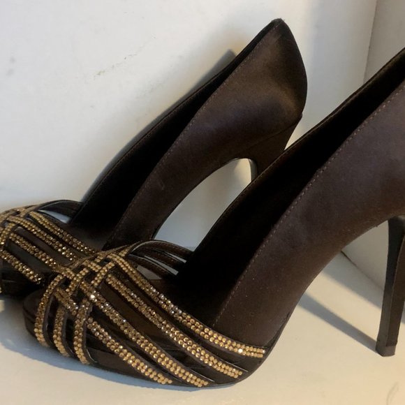 LAUREN by Ralph Lauren Open Toe Satin Heels - Picture 3 of 8